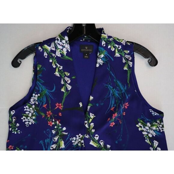 Worthington 75590 Women's Sz 6 Blue Floral Print Lined Sleeveless Sheath Dress - Picture 4 of 11